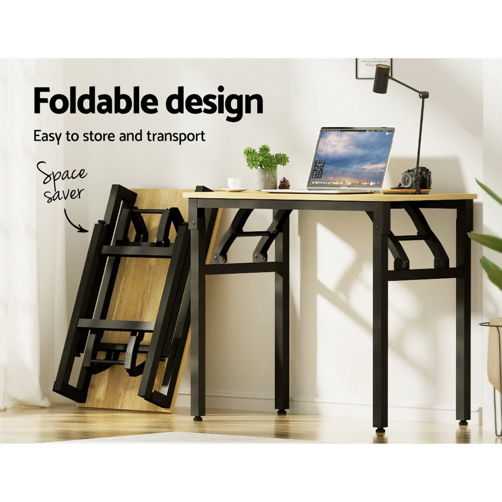 Artiss Computer Desk Laptop Table Bookshelf Desk Storage Rack Office Study Oak - Image 5