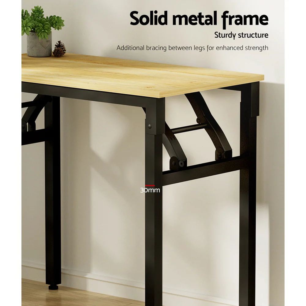 Artiss Computer Desk Laptop Table Bookshelf Desk Storage Rack Office Study Oak - Image 6