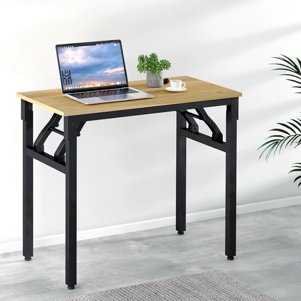 Artiss Computer Desk Laptop Table Bookshelf Desk Storage Rack Office Study Oak - Image 8