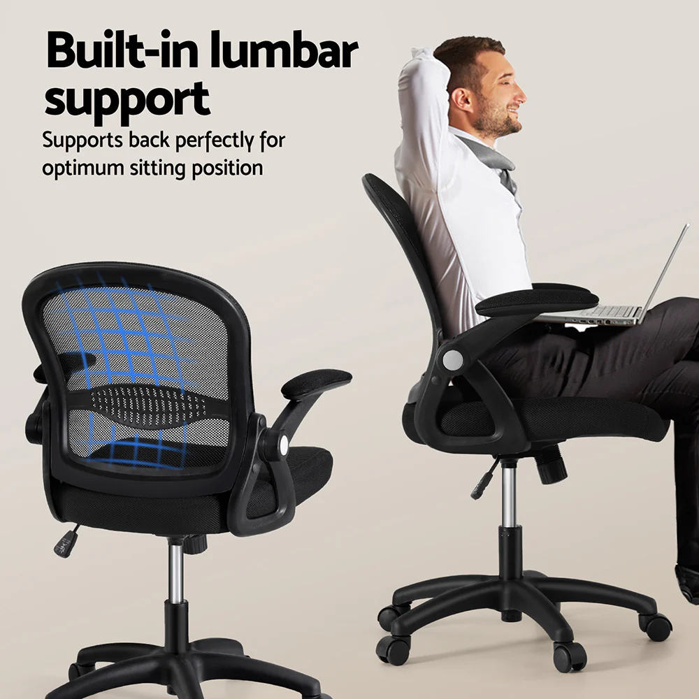 Artiss Computer Desk Mesh Office Chair Set Desks with Keyboard Shelf Try Black - Image 6