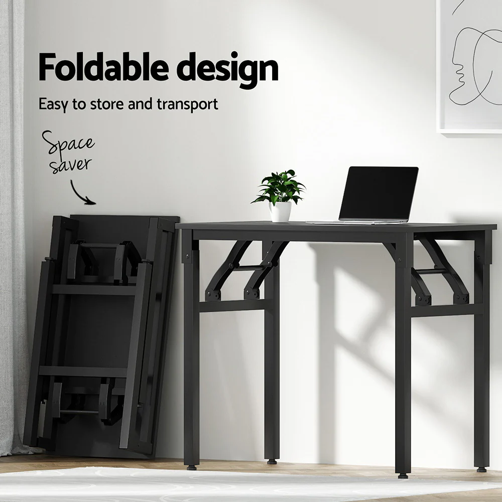 Artiss Computer Desk Mesh Office Chair Set Foldable Home Study Table Black - Image 4