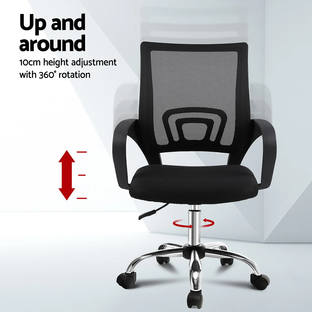 Artiss Computer Desk Mesh Office Chair Set Foldable Home Study Table Black - Image 5