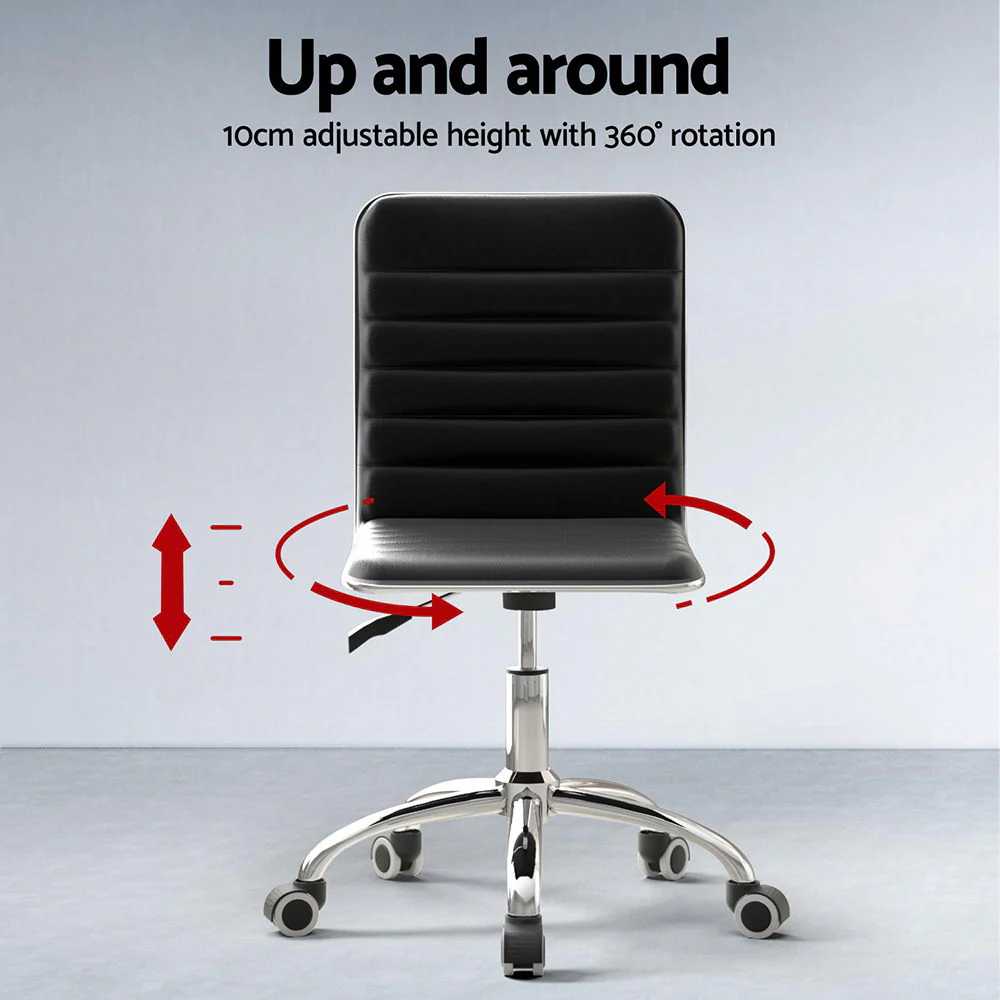 Artiss Computer Desk Office Chair PU Leather Set Foldable Home Study Table Black - Image 5