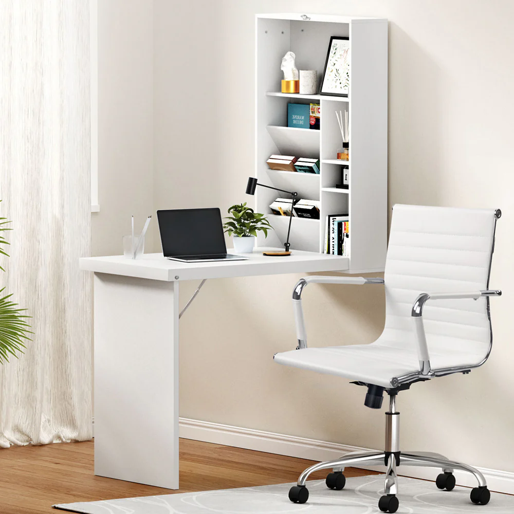 Artiss Computer Desk Office Chair Set PU Leather Wall Mount Foldable Table - Image 7