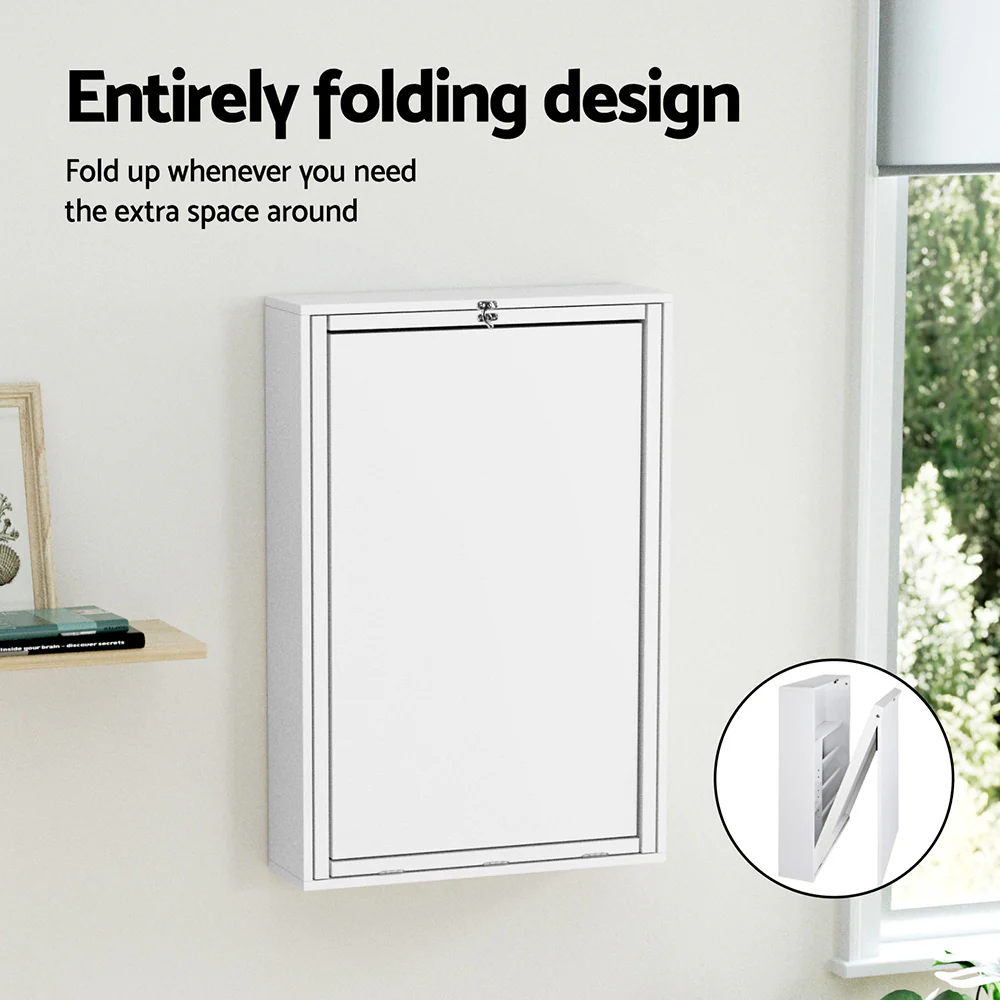 Artiss Computer Desk Office Chair Set PU Leather Wall Mount Foldable White Table - Image 5