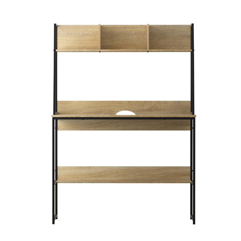 Artiss Computer Desk Bookshelf Storage 100CM Oak - Image 3