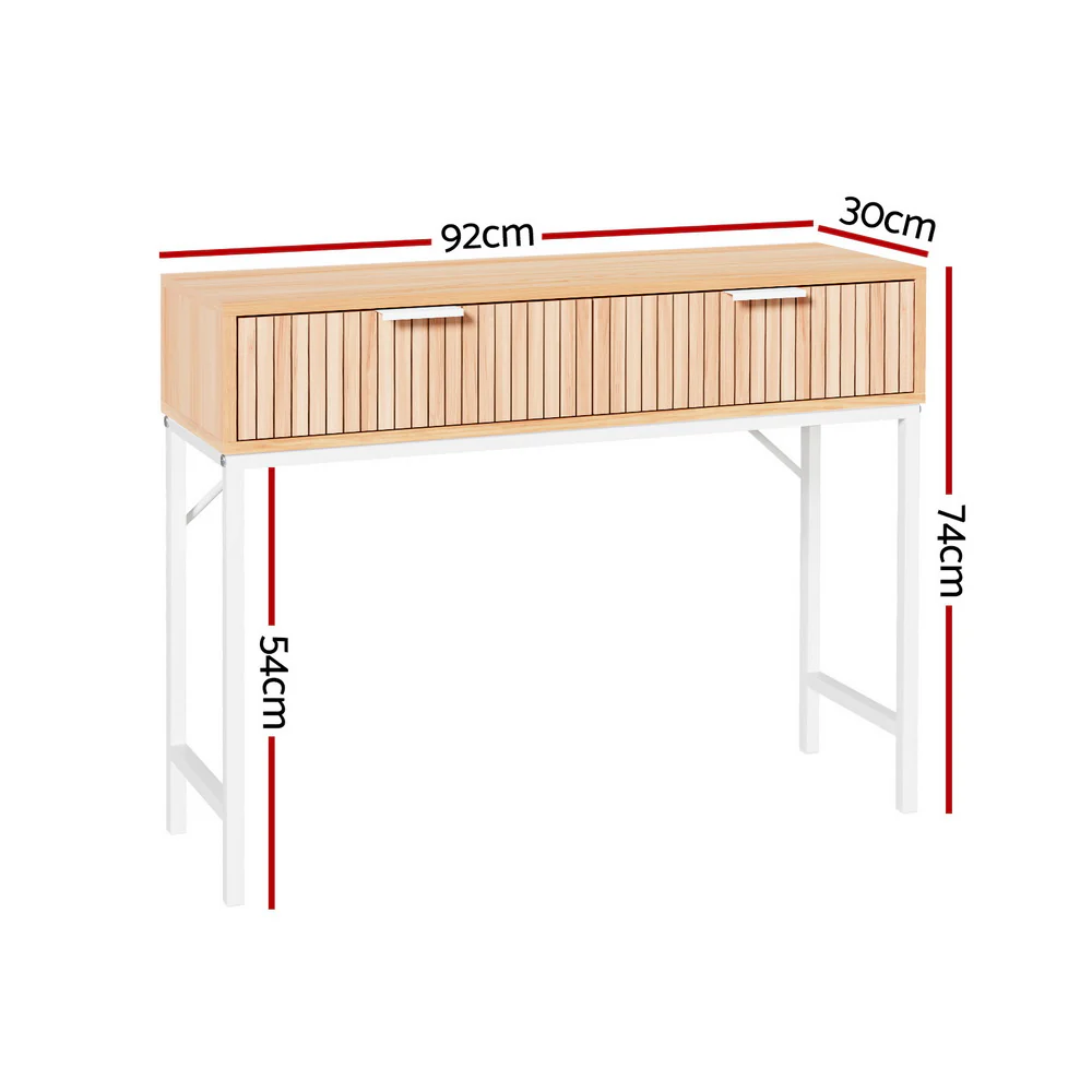 Artiss Console Table 2 Drawers 92CM - Image 3