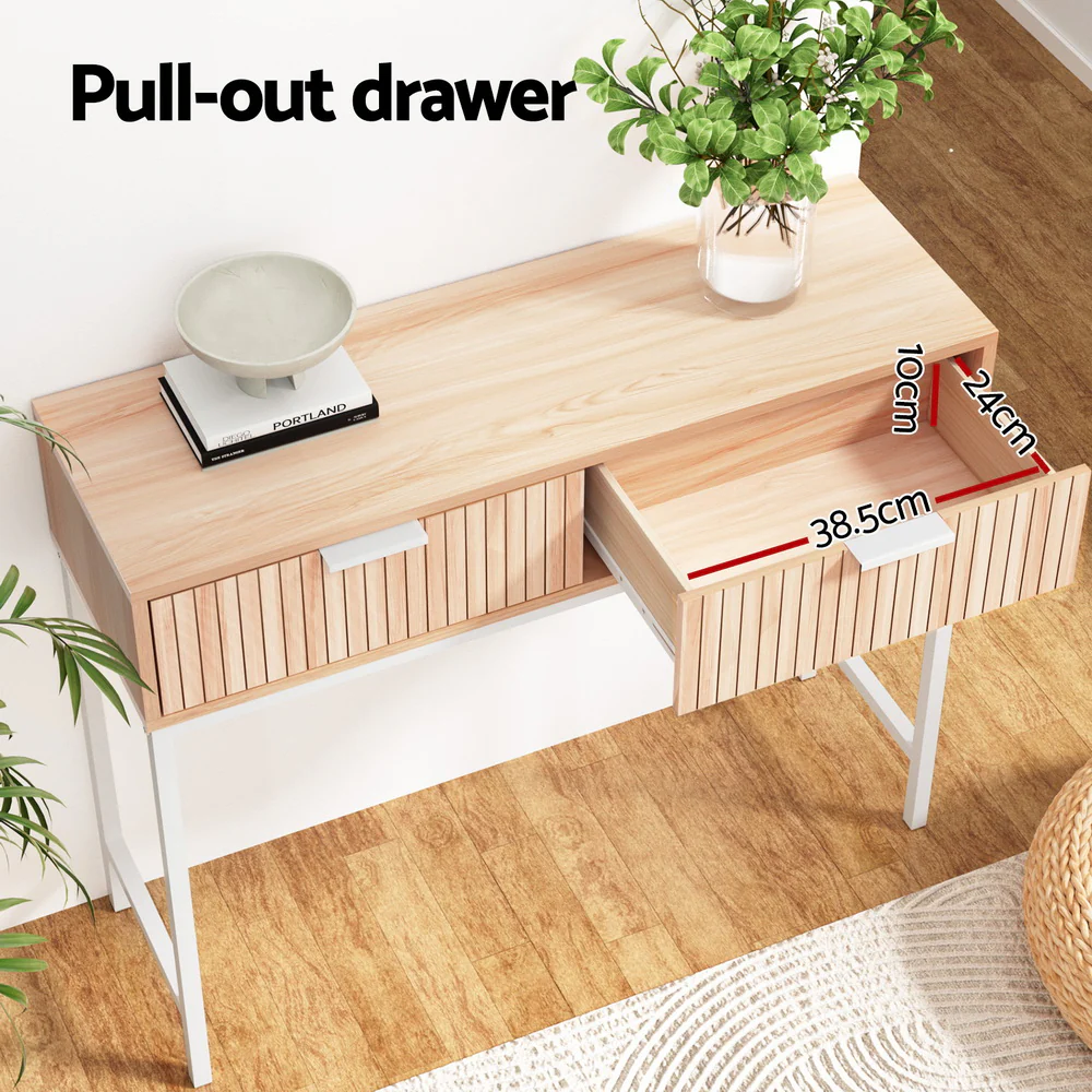 Artiss Console Table 2 Drawers 92CM - Image 5