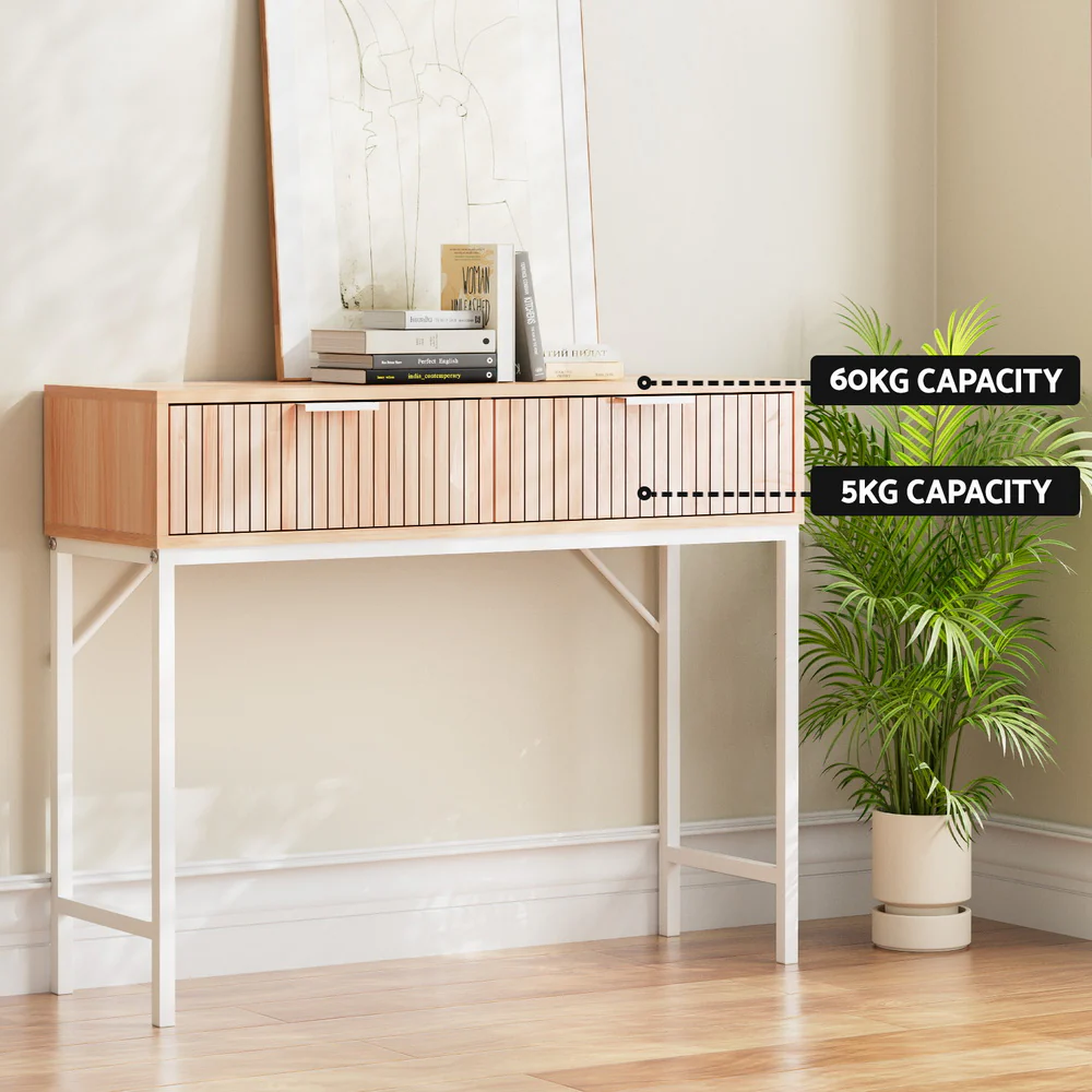 Artiss Console Table 2 Drawers 92CM - Image 6