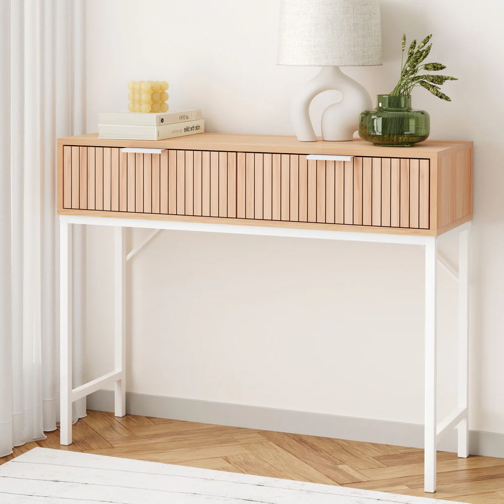 Artiss Console Table 2 Drawers 92CM - Image 8