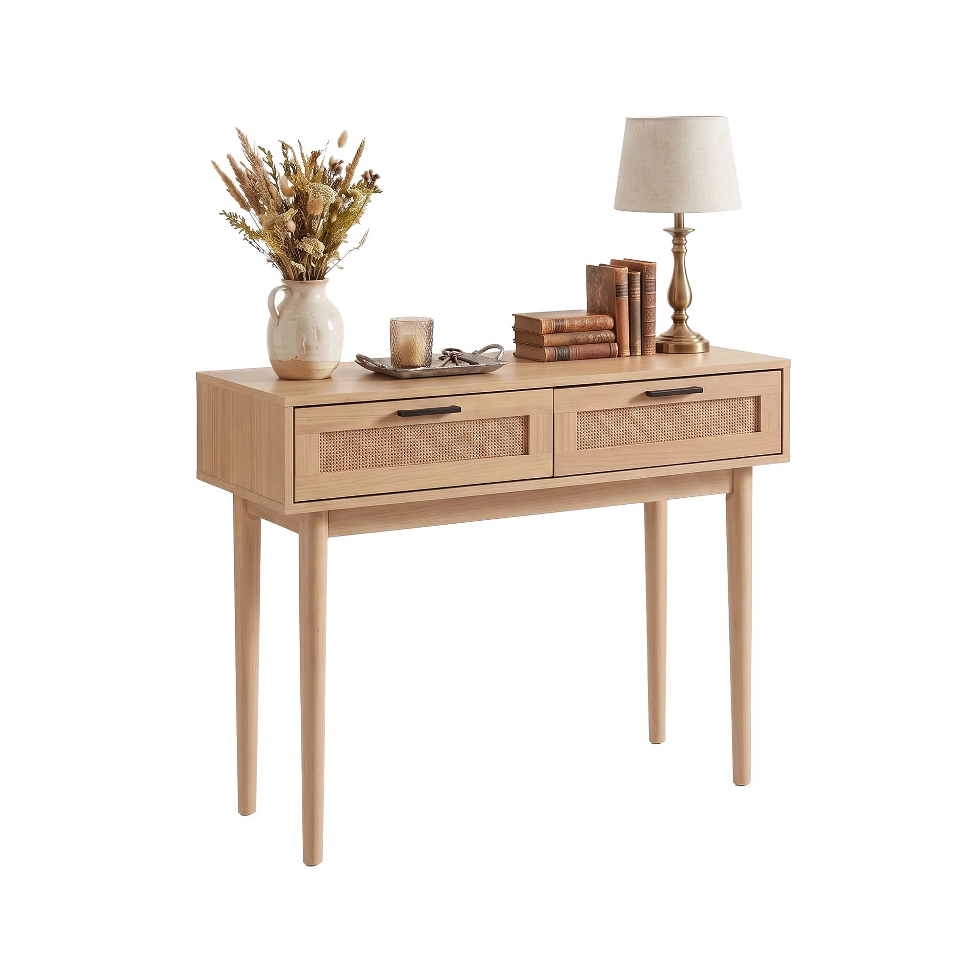 Artiss Console Table 2 Rattan Drawers - Image 2