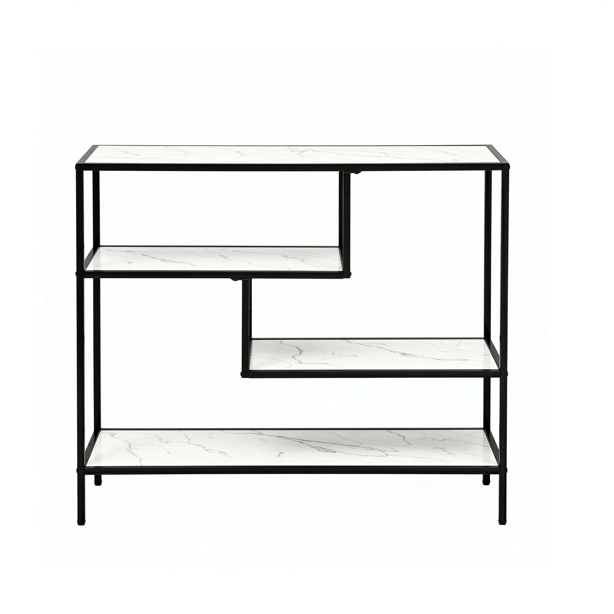 Artiss Console Table Entryway Hallway Marble Effect 4-Tier Storage Shelves White - Image 4