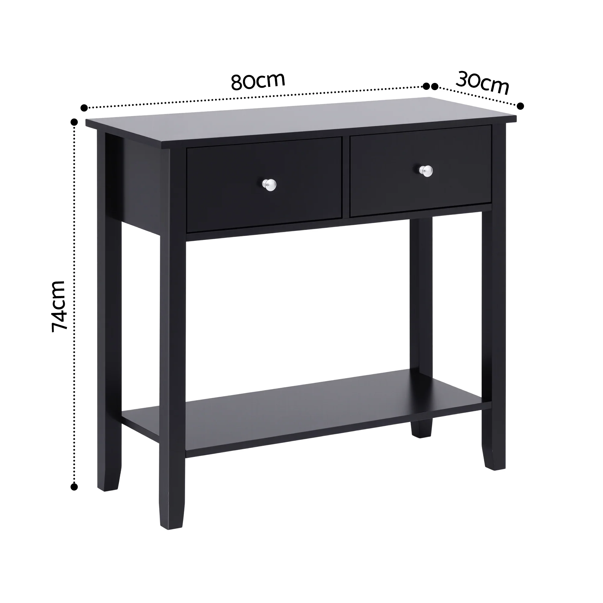 Artiss Console Table Hallway Sofa Entryway Entrance 2 Drawers 80CM Black - Image 3