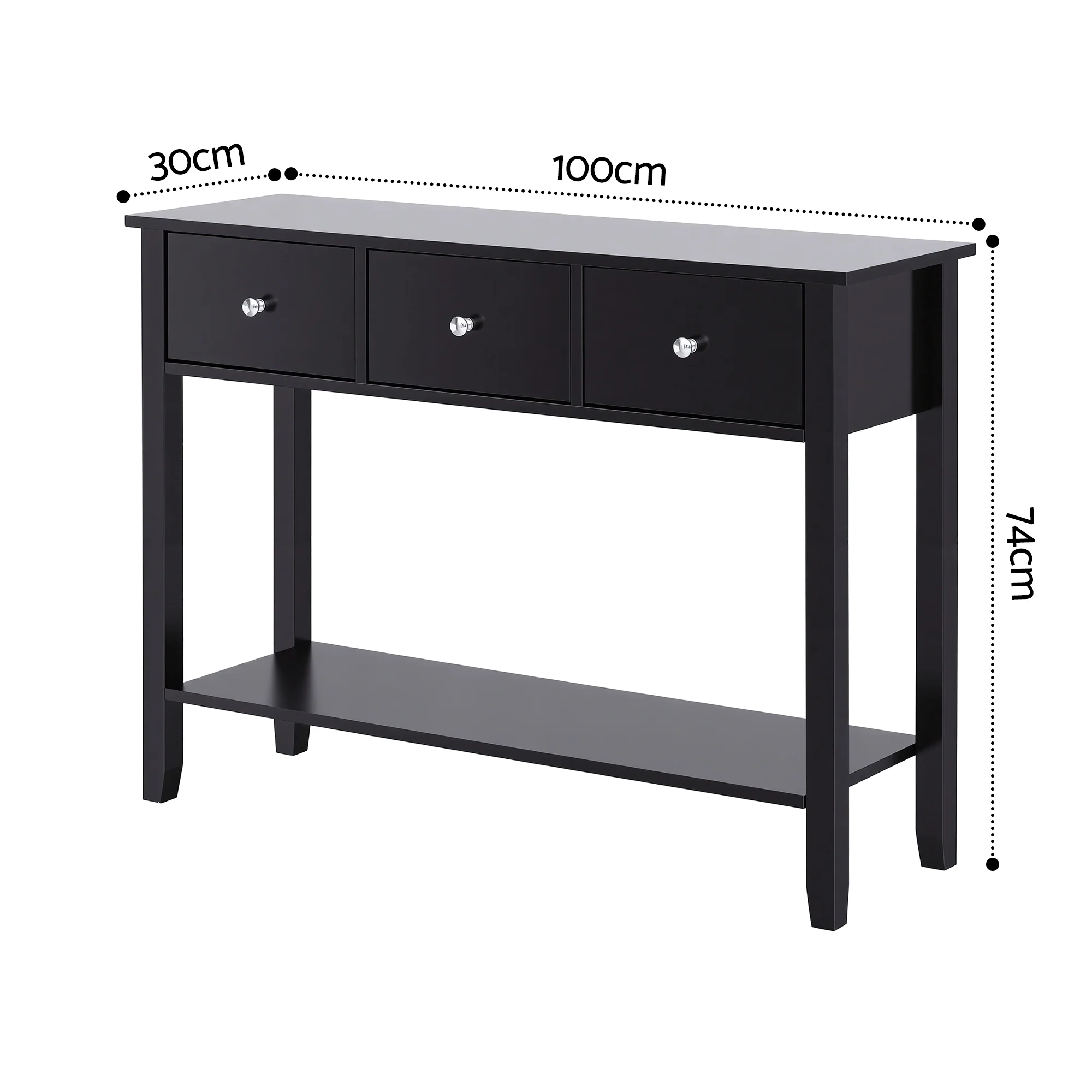 Artiss Console Table Hallway Sofa Entryway Entrance 3 Drawers 100CM Black - Image 3