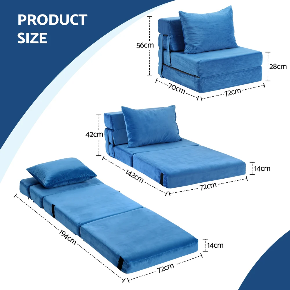 Artiss Convertible Folding Sofa Bed Armless Lounger Foam Floor Sofas Futons Couches - Image 3