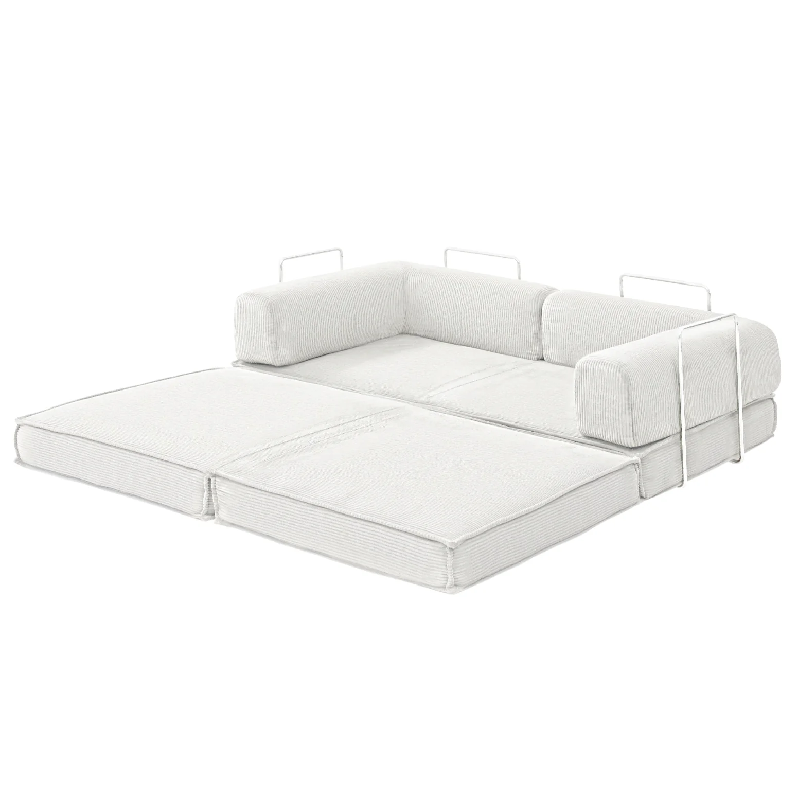 Artiss Convertible Folding Sofa Bed Beign - Image 3