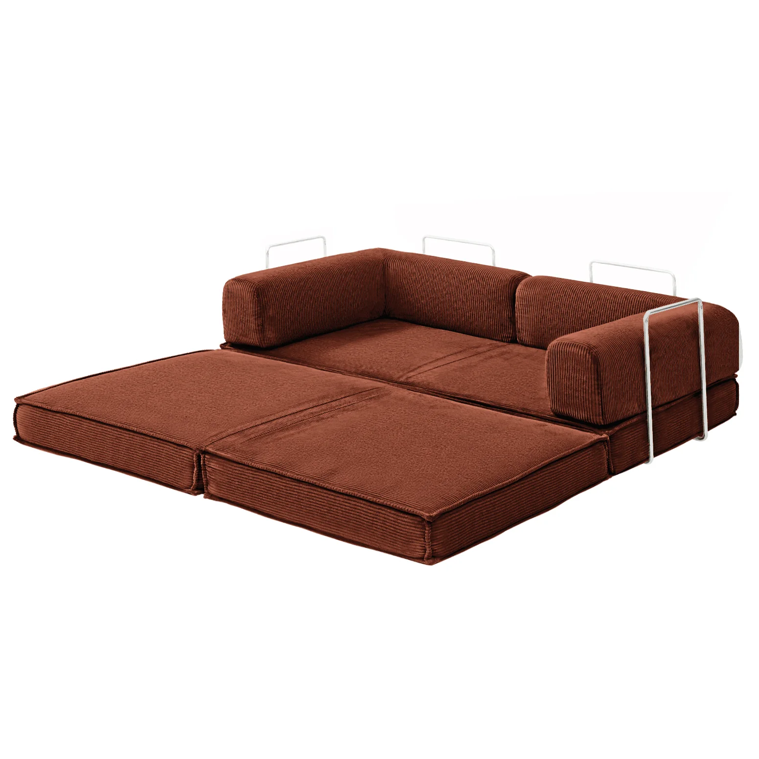 Artiss Convertible Folding Sofa Bed Orange - Image 4