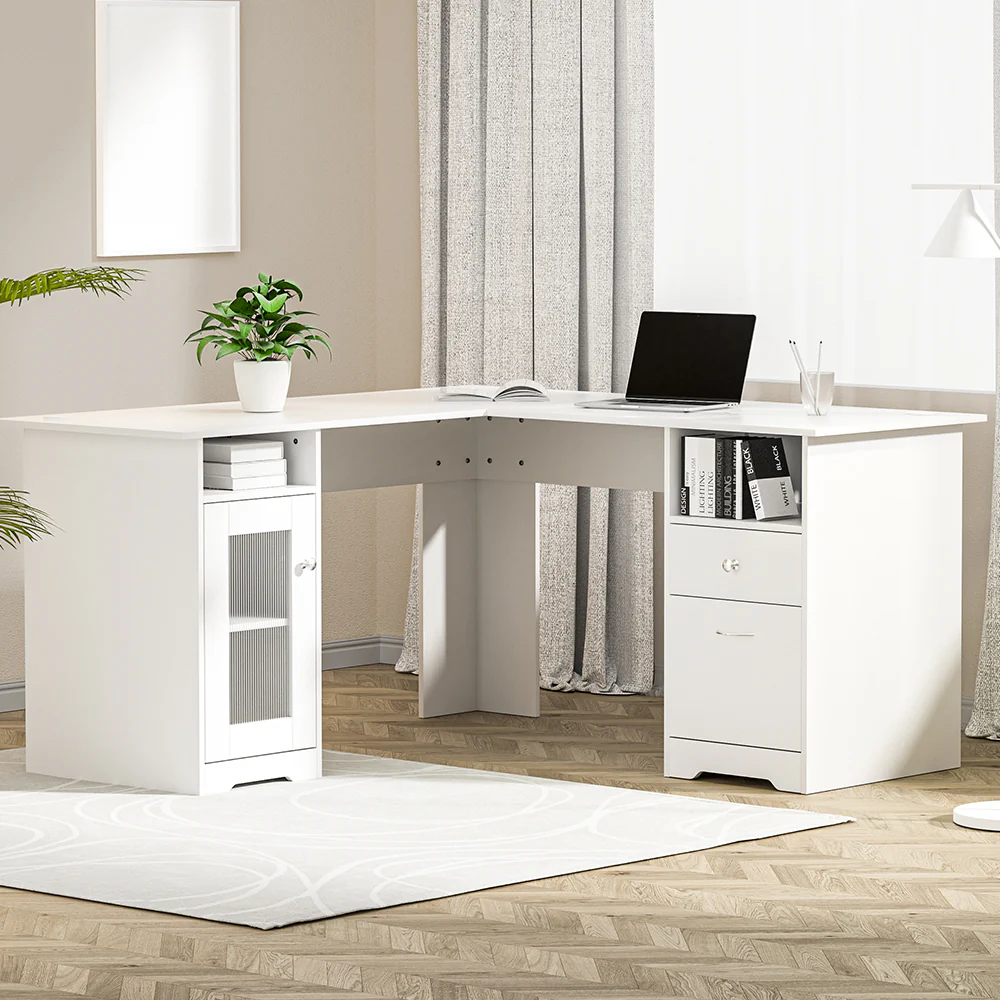 Artiss Corner Computer Desk Office Study Desks Table L-Shape Drawers Tables - Image 5