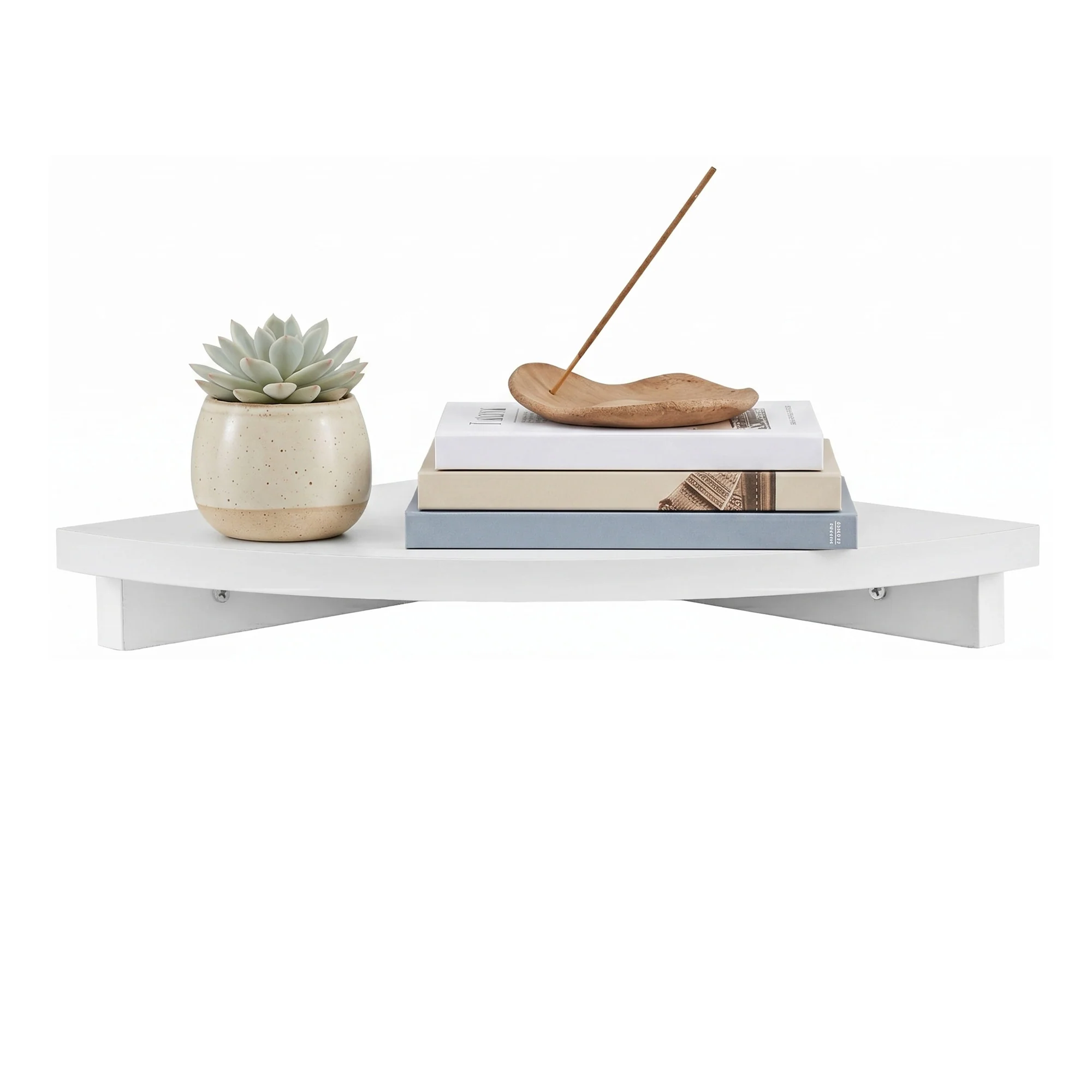 Artiss Corner Floating Wall Shelf Wall Mounted Display Rack Round Edge White 1pc - Image 2