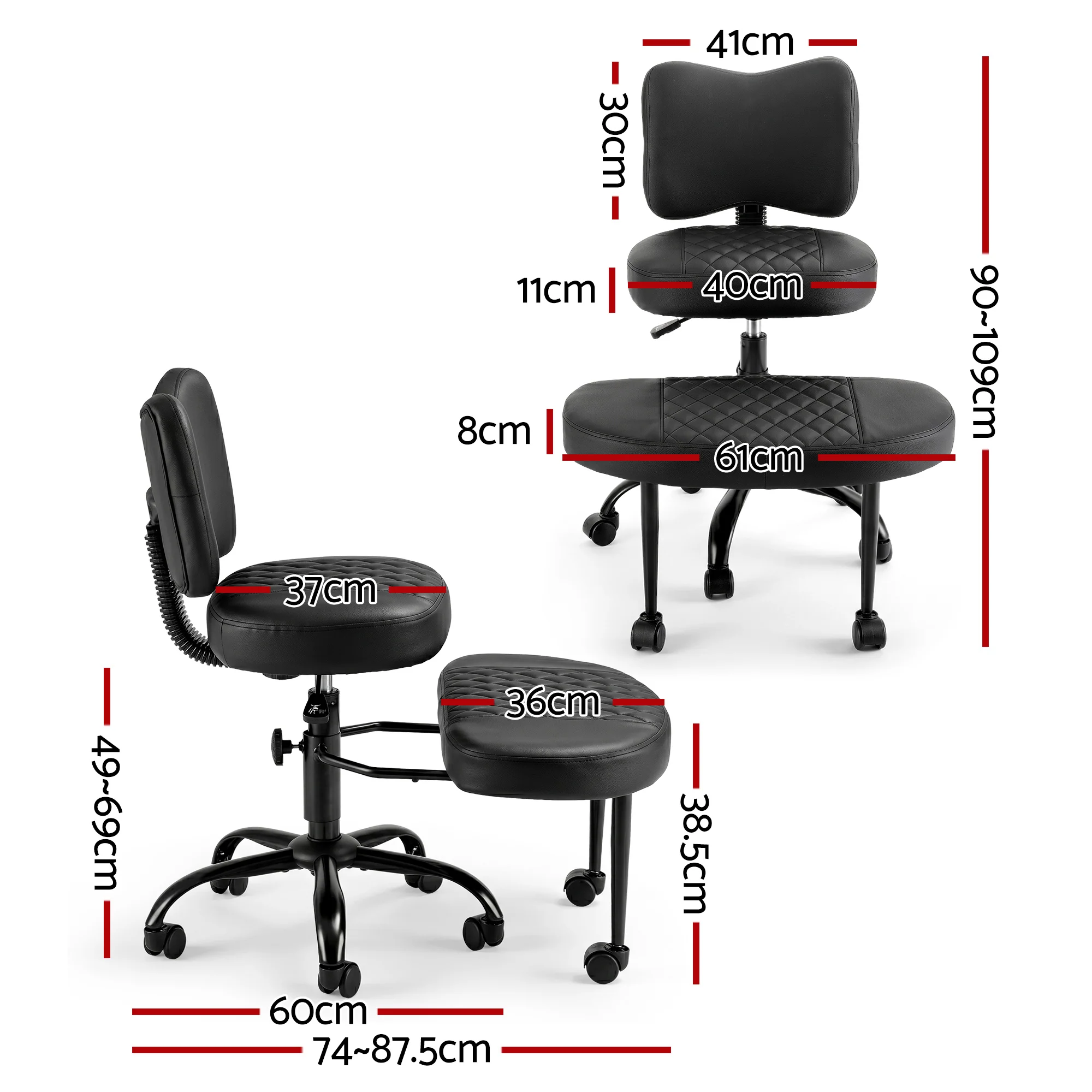 Artiss Cross Legged Kneeling Chair Adjustable Meditation Ergonomic Office Seat - Image 3