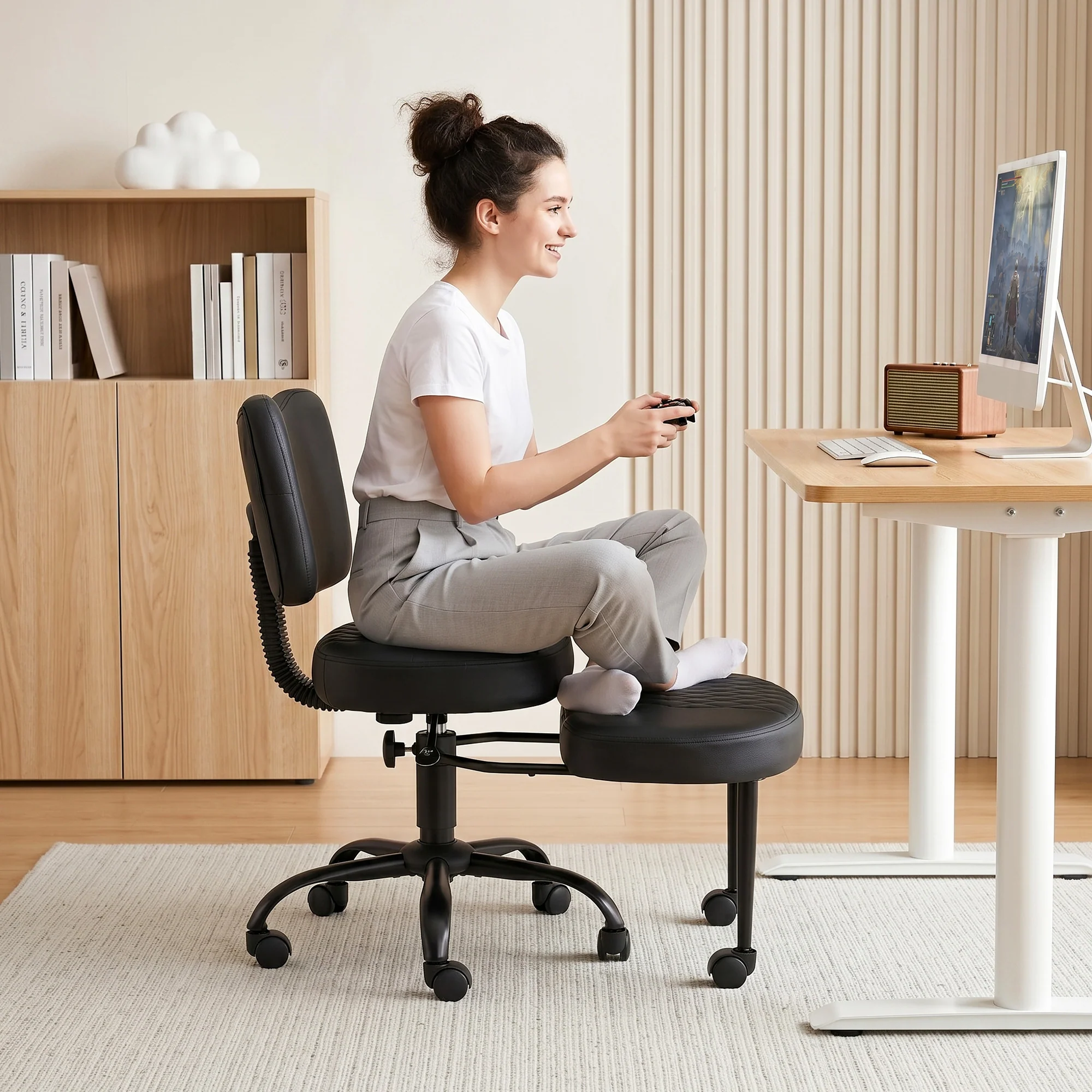 Artiss Cross Legged Kneeling Chair Adjustable Meditation Ergonomic Office Seat - Image 5