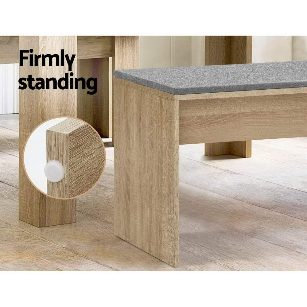 Artiss Dining Bench Upholstery Seat Wooden Chair Oak 90cm - Image 5