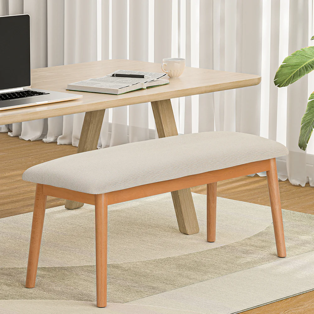 Artiss Dining Bench Upholstery Seat Wooden Chair 106cm - Image 7