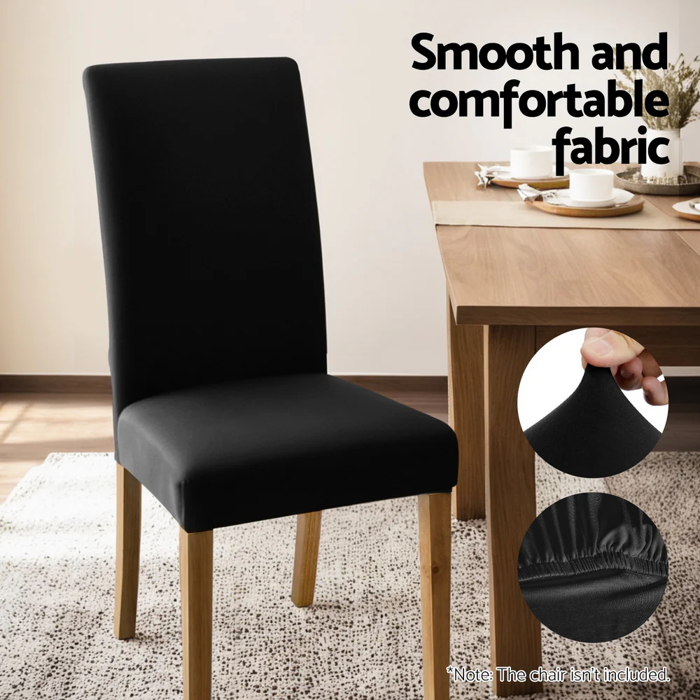 Artiss Dining Chair Covers 4x Slipcovers Spandex Stretch Banquet Wedding Black - Image 5