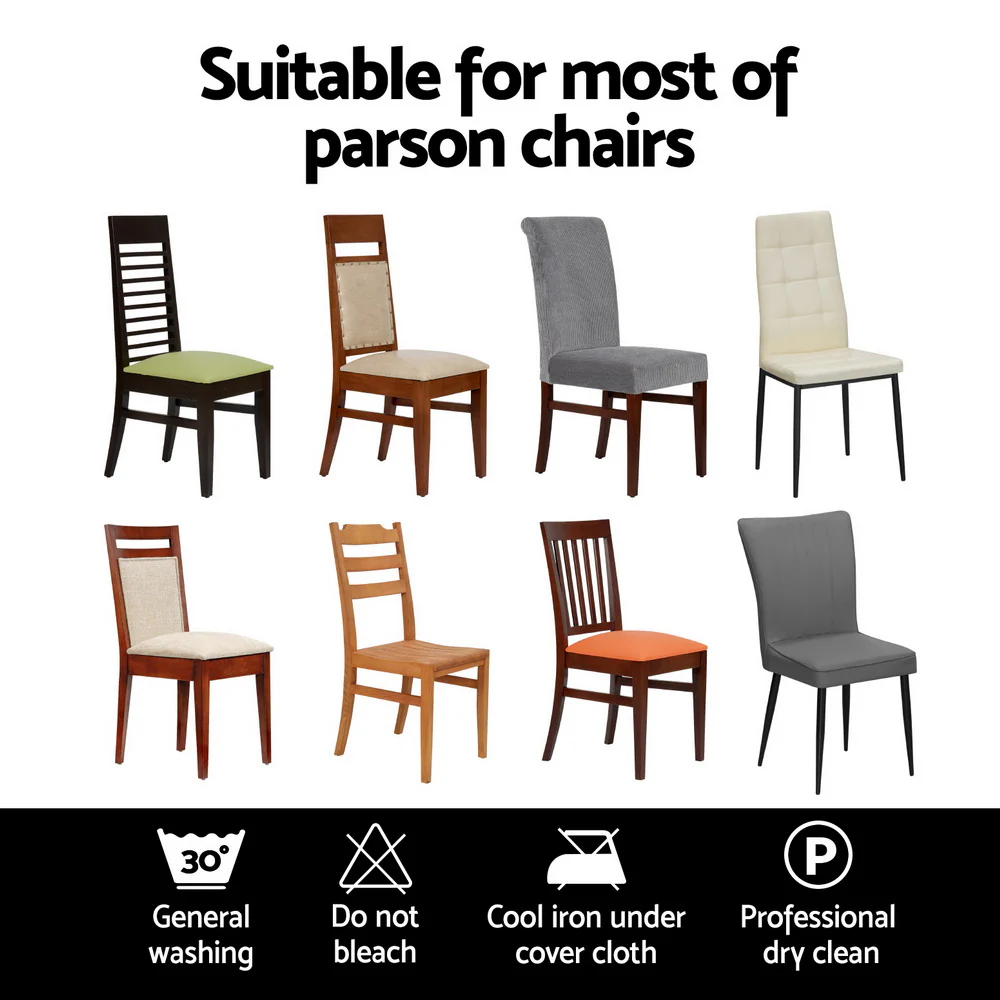 Artiss Dining Chair Covers 6x Slipcovers Spandex Stretch Banquet Party Dark Grey - Image 5
