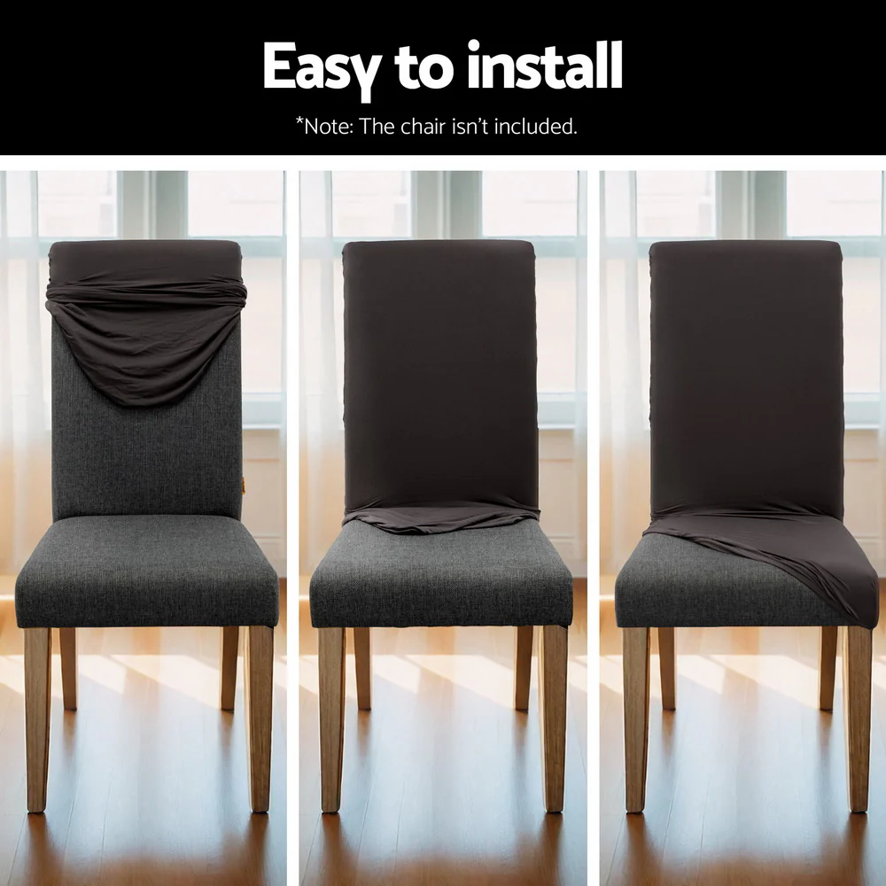 Artiss Dining Chair Covers 6x Slipcovers Spandex Stretch Banquet Party Dark Grey - Image 6