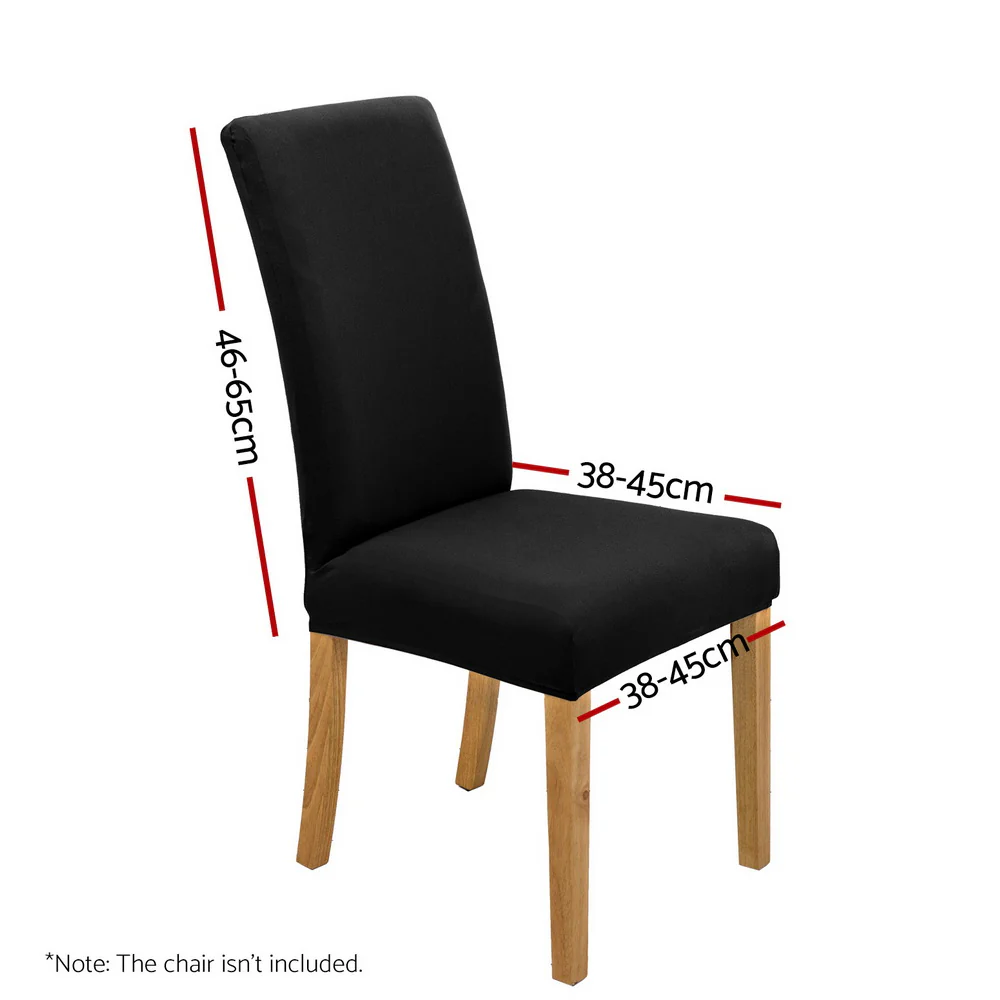 Artiss Dining Chair Covers 6x Slipcovers Spandex Stretch Banquet Wedding Black - Image 2