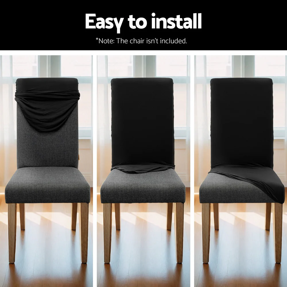 Artiss Dining Chair Covers 6x Slipcovers Spandex Stretch Banquet Wedding Black - Image 6
