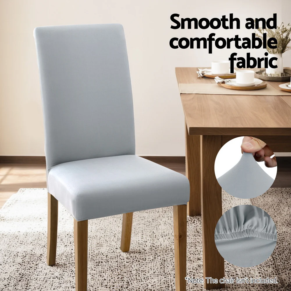 Artiss Dining Chair Covers 6x Slipcovers Spandex Stretch Banquet Wedding Grey - Image 4