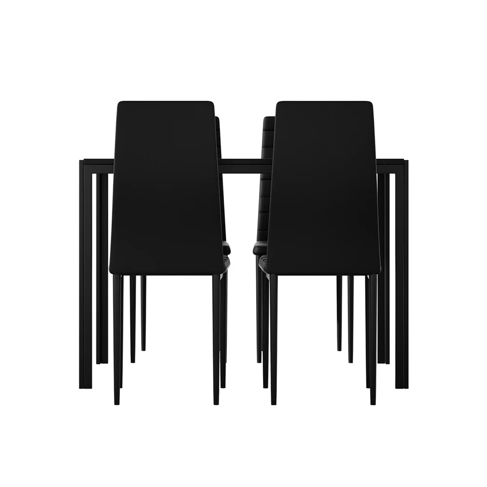 Artiss Dining Chairs and Table Dining Set 4 Chair Set Of 5 Black - Image 3