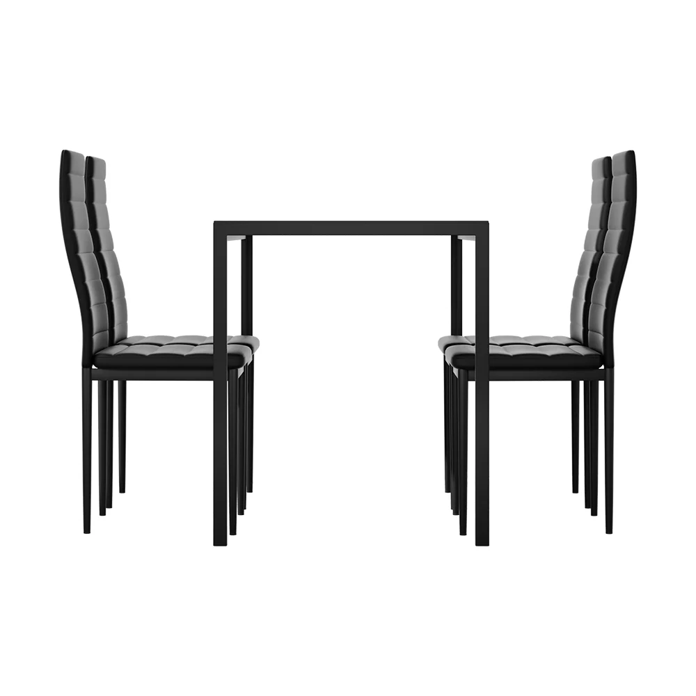 Artiss Dining Chairs and Table Dining Set 4 Chair Set Of 5 Black - Image 4