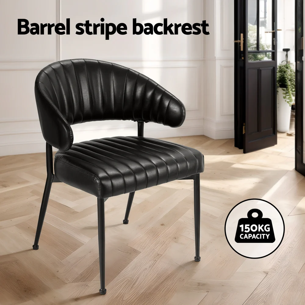 Artiss Dining Chairs Set of 2 Leather Hollow Armchair Black - Image 4