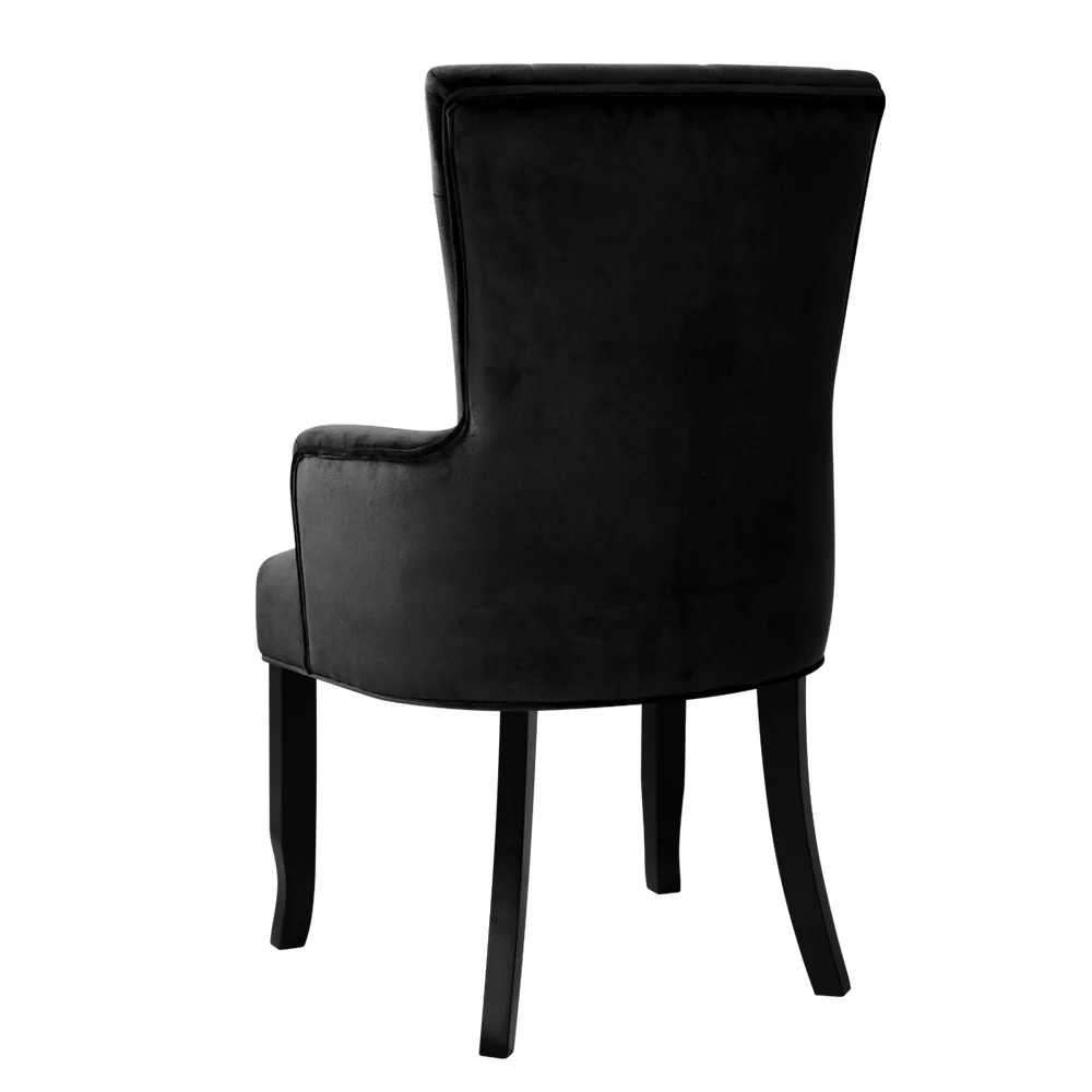 Artiss Dining Chair Velvet French Provincial Armchair Black - Image 3