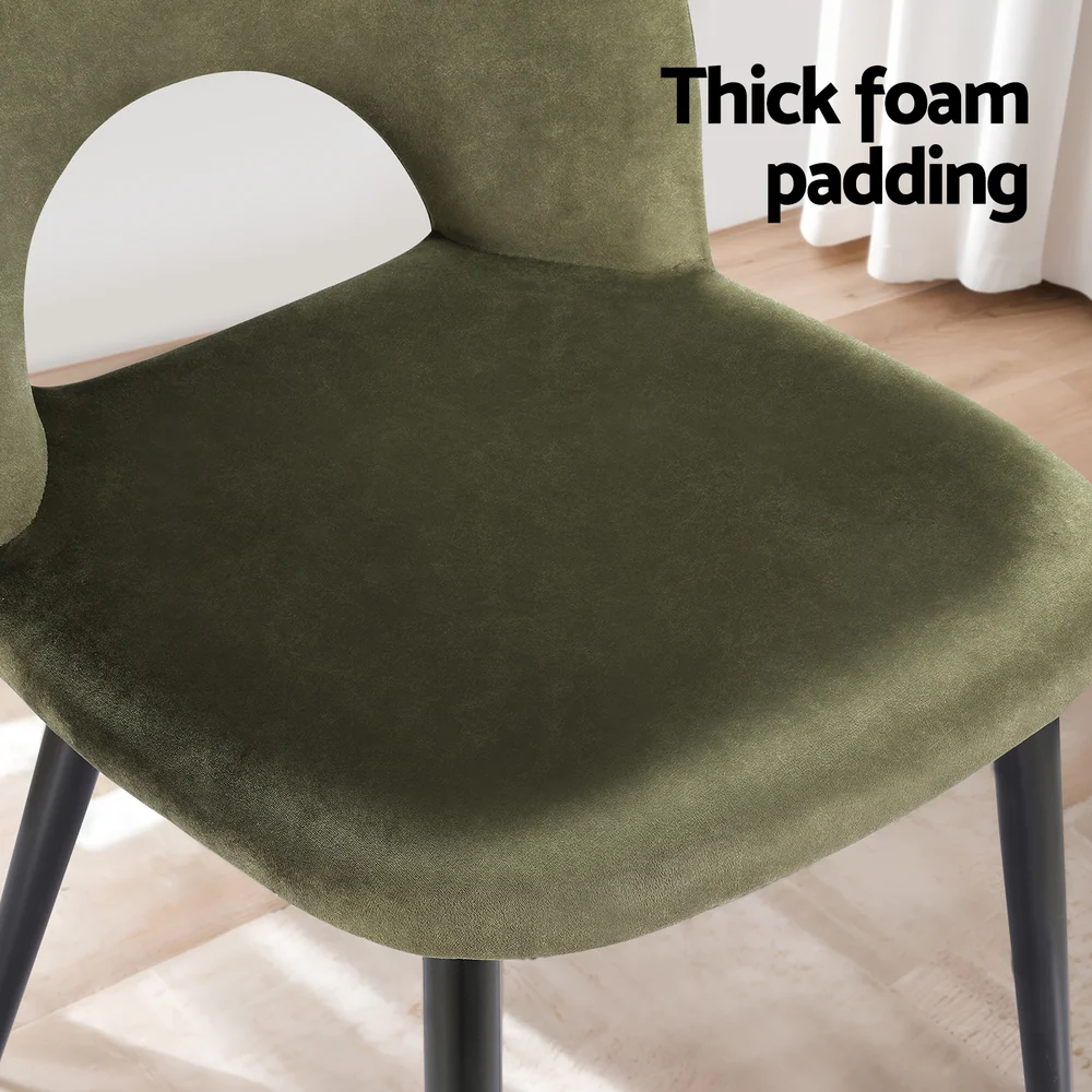 Artiss Dining Chairs Set of 2 Velvet Hollow Green - Image 6