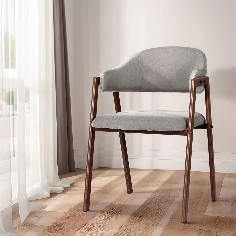 Artiss Dining Chairs Set of 2 Linen Hollow Armchair Grey - Image 7