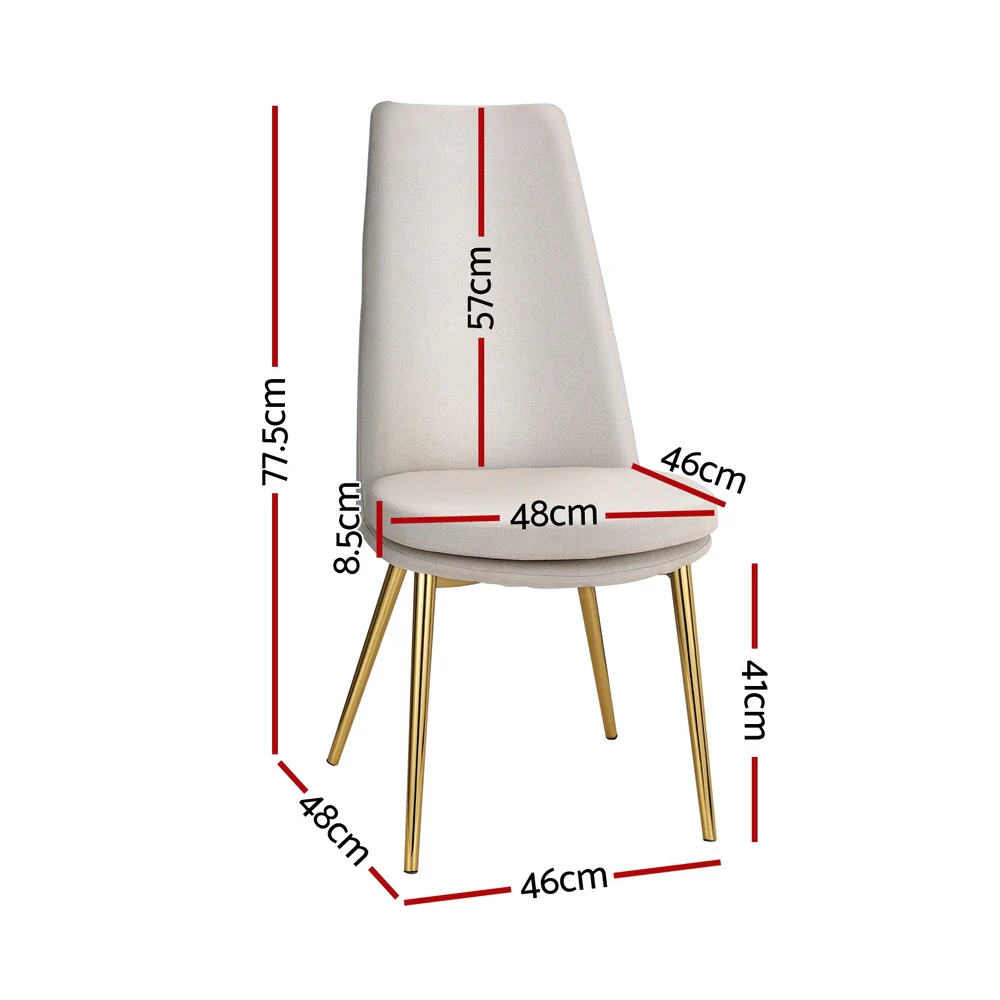 Artiss Dining Chairs Set of 2 Linen Fabric High Back Beige - Image 2