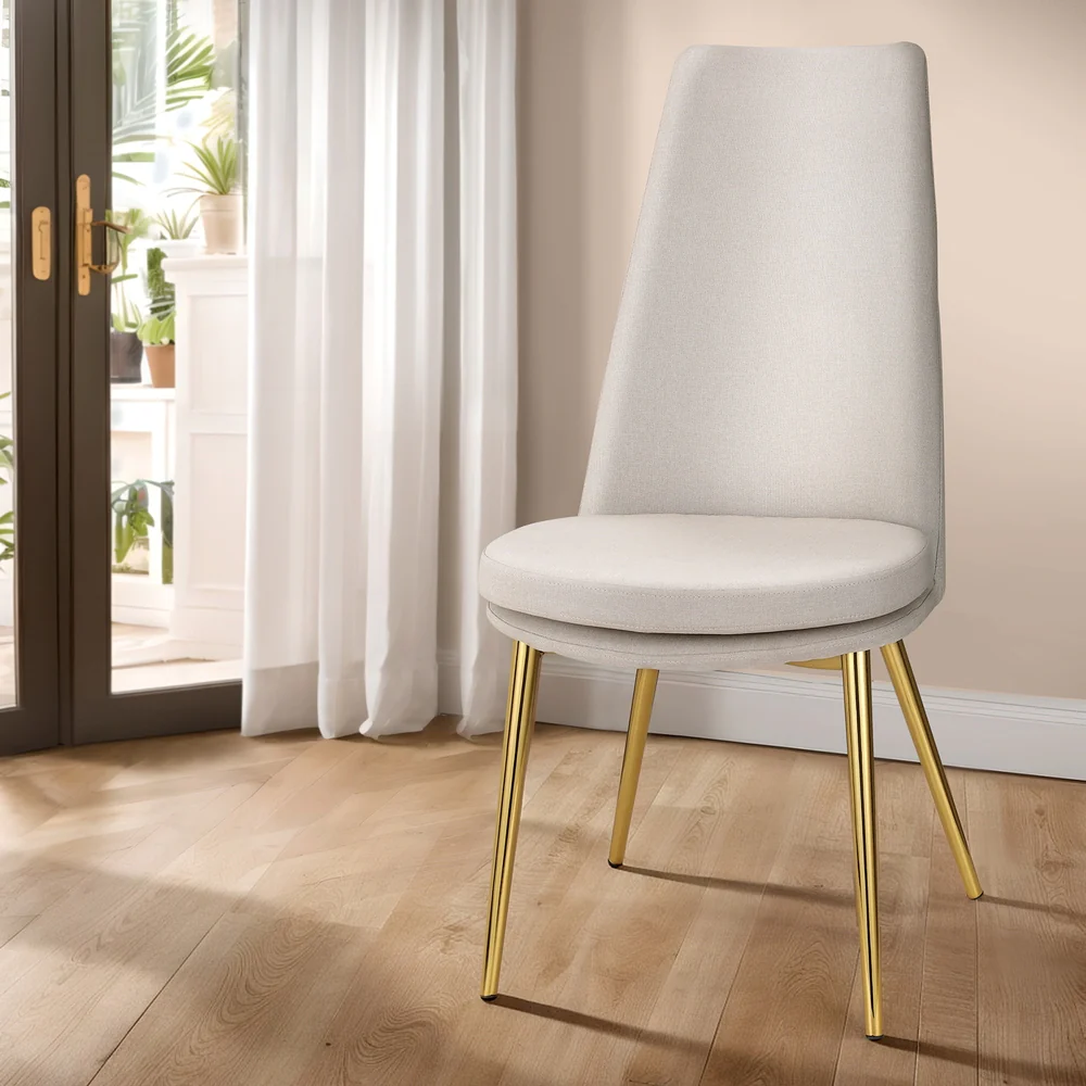 Artiss Dining Chairs Set of 2 Linen Fabric High Back Beige - Image 7