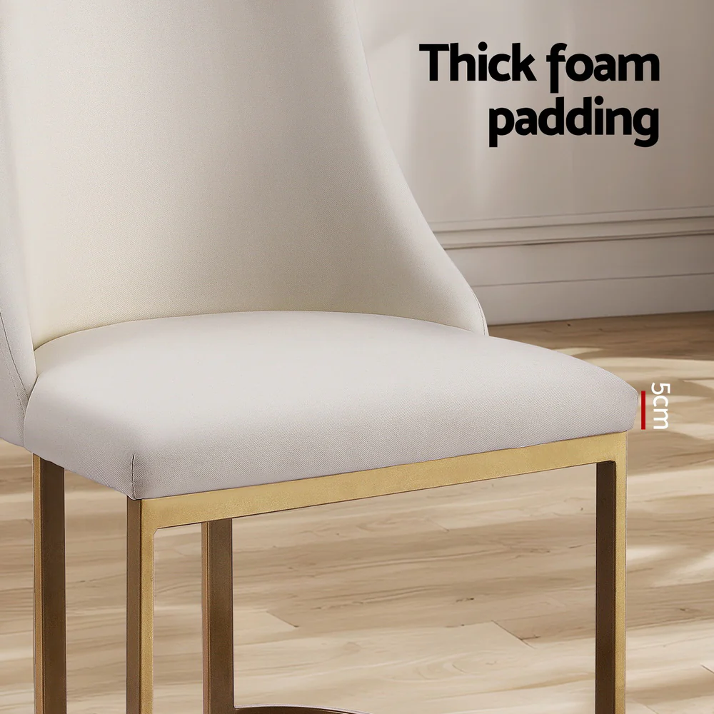 Artiss Dining Chairs Set of 2 Linen Fabric Frame Beige - Image 6