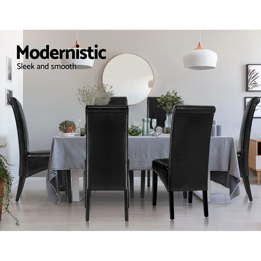 Artiss Dining Chairs Set of 2 Leather Parsons Chair Black - Image 4