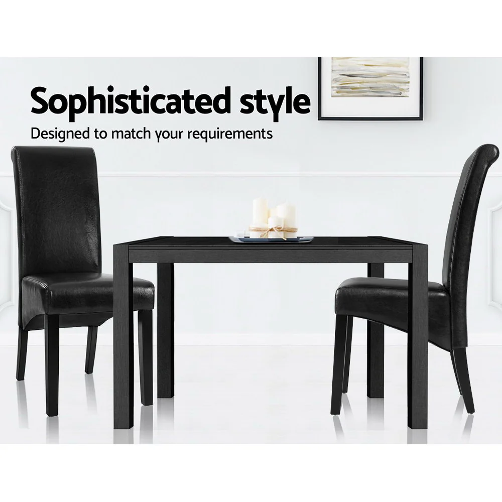 Artiss Dining Chairs Set of 2 Leather Parsons Chair Black - Image 5