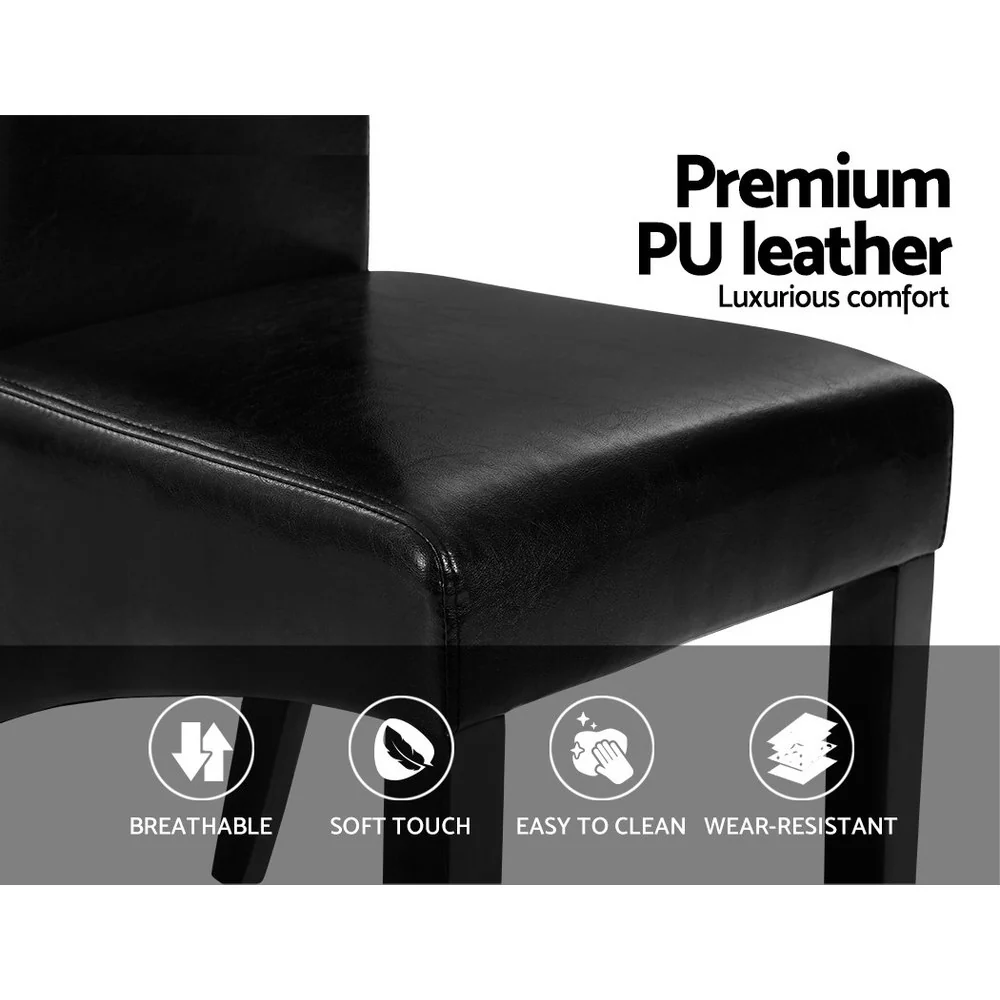 Artiss Dining Chairs Set of 2 Leather Parsons Chair Black - Image 6