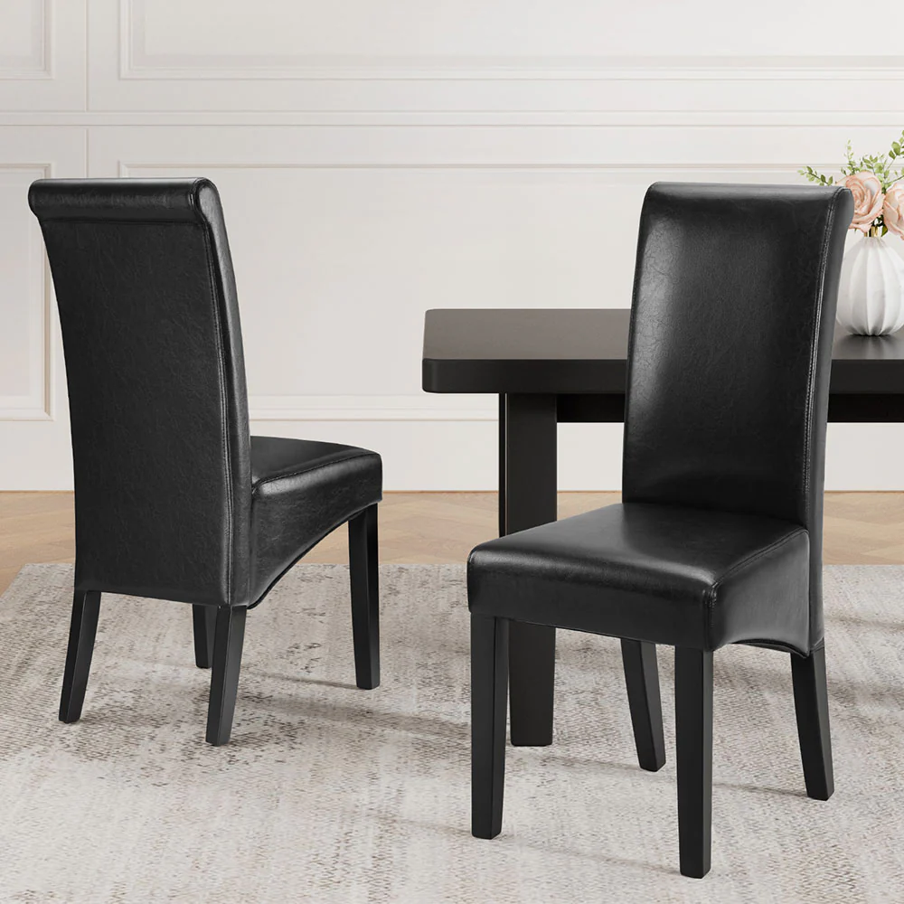 Artiss Dining Chairs Set of 2 Leather Parsons Chair Black - Image 7