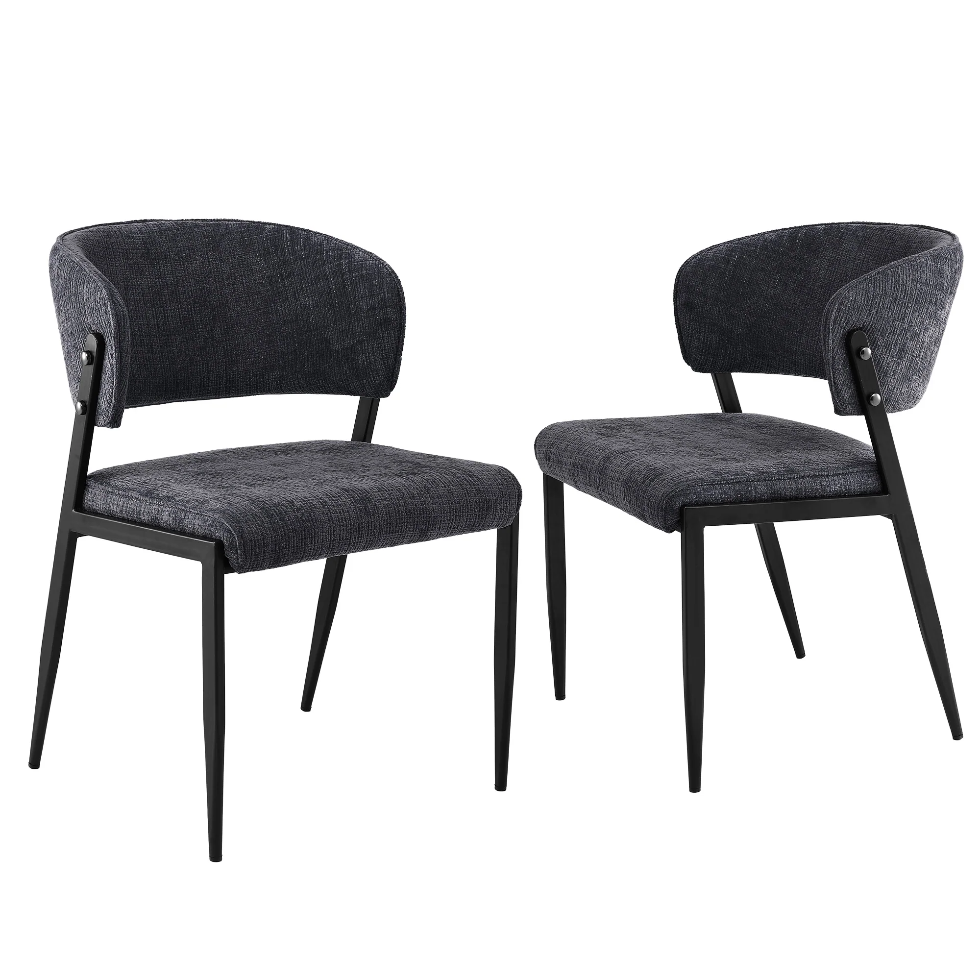 Artiss Dining Chairs Set of 2 Linen Fabric Soft Upholstered Chairs Charcoal - Image 2