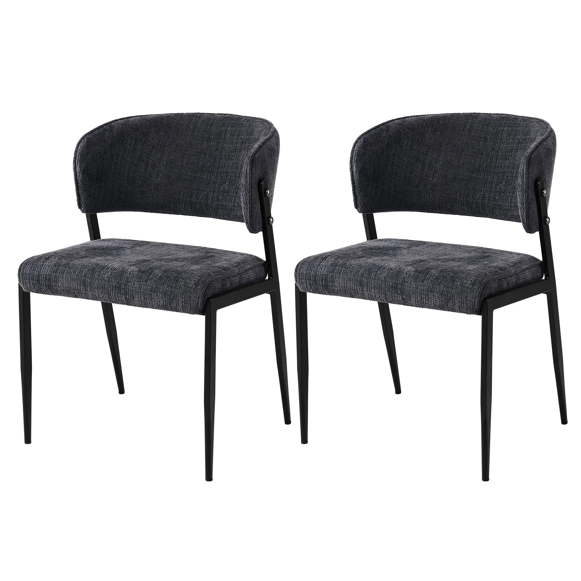 Artiss Dining Chairs Set of 2 Linen Fabric Soft Upholstered Chairs Charcoal - Image 4