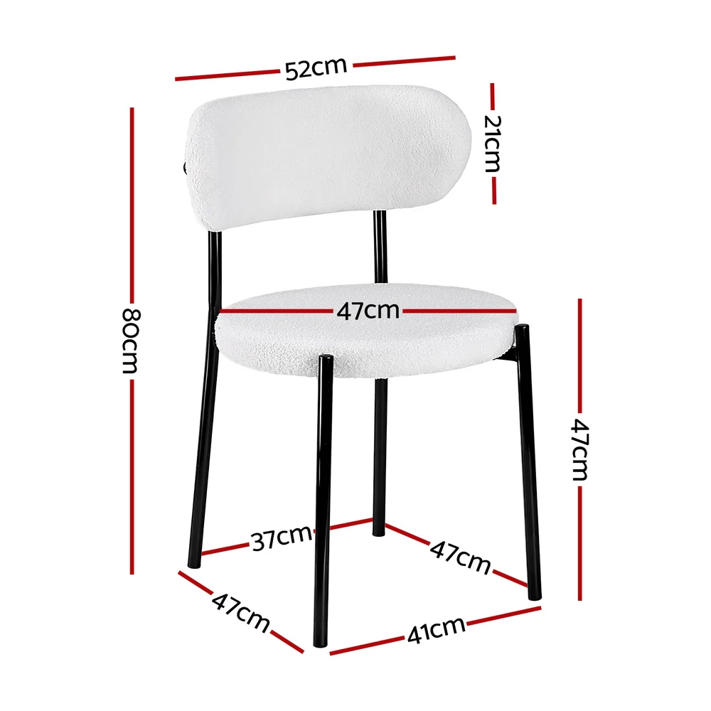 Artiss Dining Chairs Set of 2 Sherpa Boucle White - Image 2