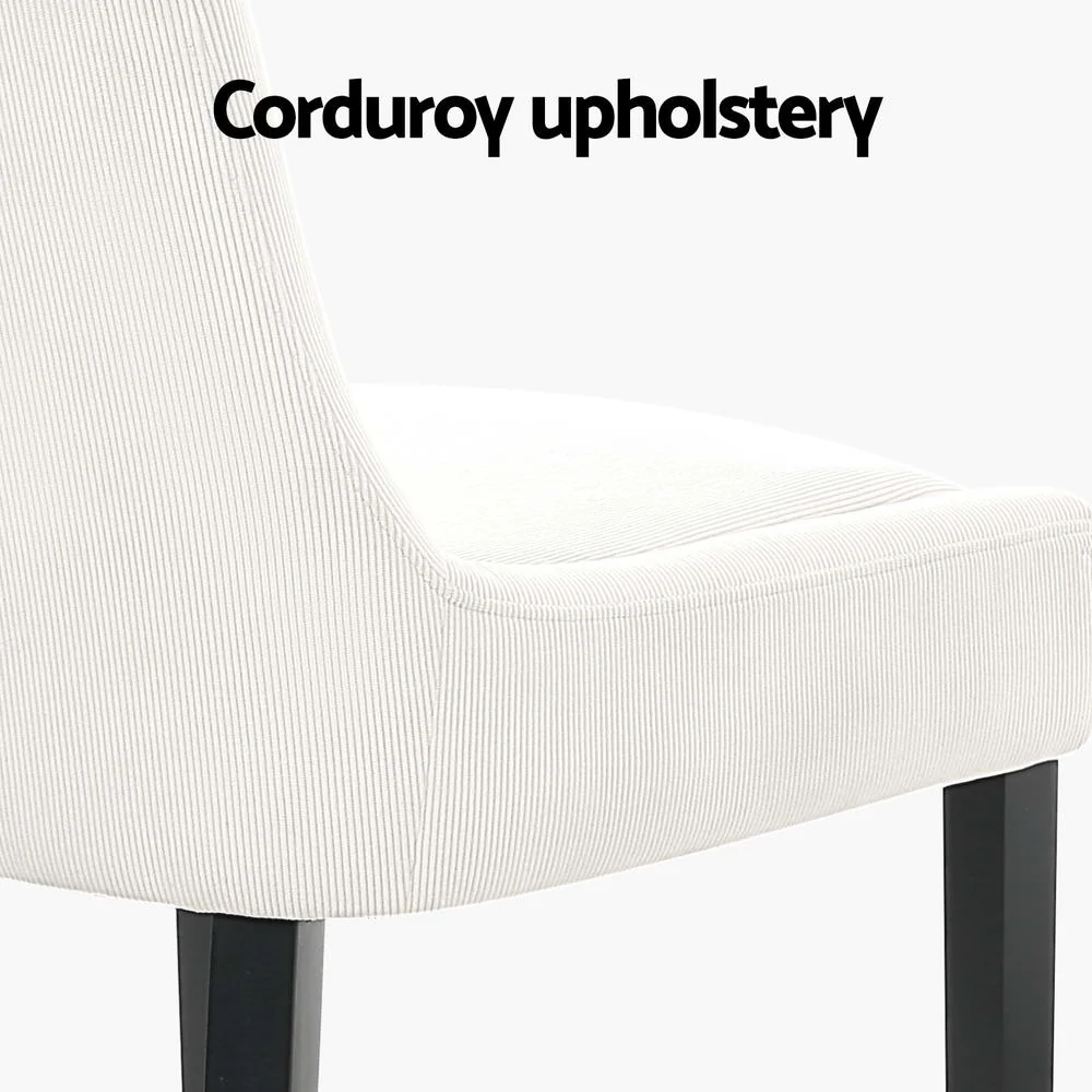 Artiss Dining Chairs Set of 4 Corduroy Wooden Beige - Image 4
